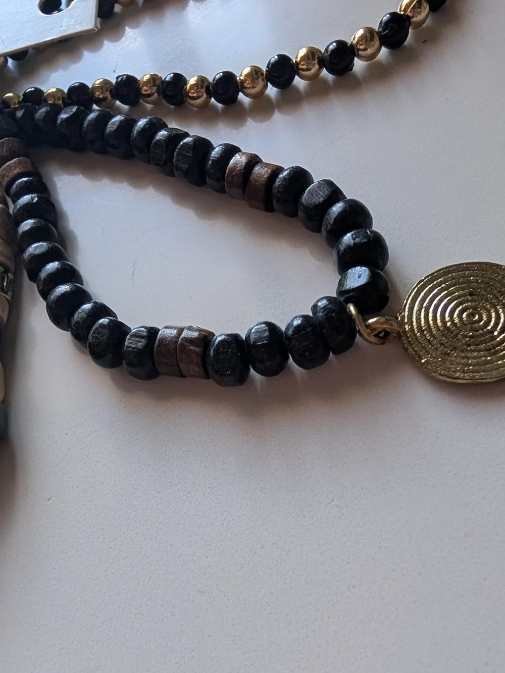 Avec Black and Gold Beaded Bracelet Stack